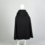 OSFM 1980s Heavy Hooded Wool Cape Black Winter Cloak Wool Hood Thick