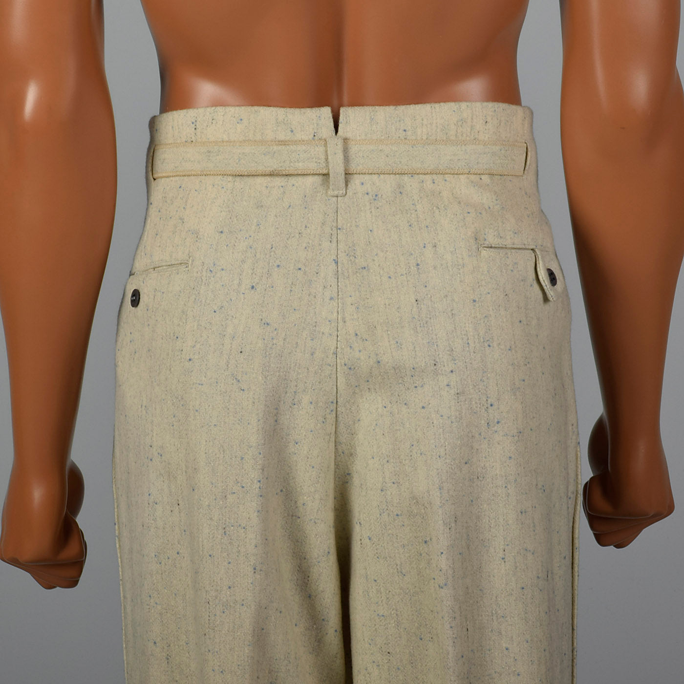 1950s Mens Hollywood Waist Wool Pants with Blue Flecks