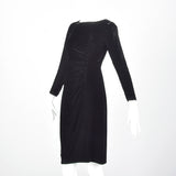 1960s Black Velvet Long Sleeve Dress