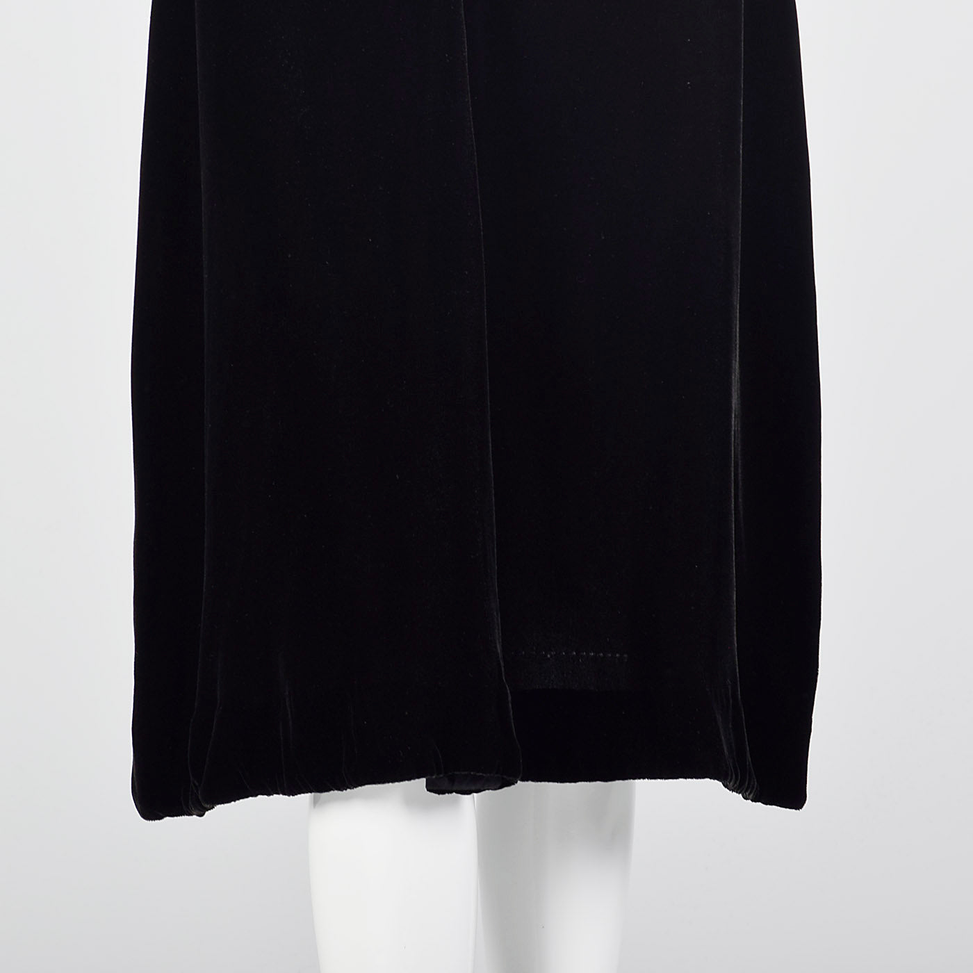 Large 1940s Black Velvet Dress with Open Sleeve Detail