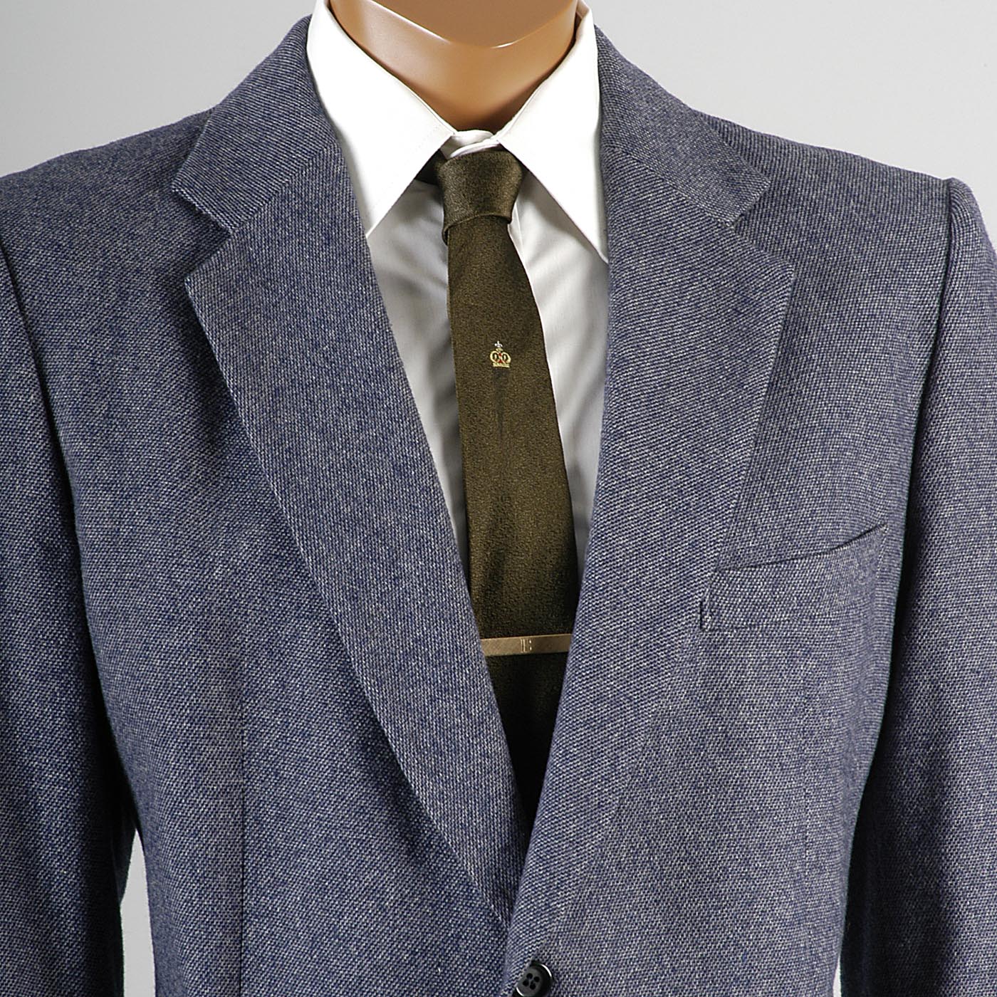 1970s Men's Pierre Cardin Black Label Blue & White Wool Tweed Suit