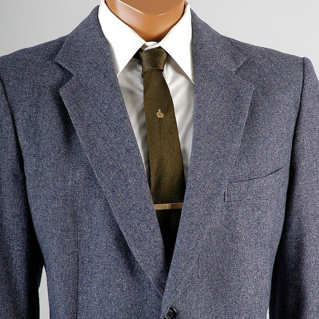 1970s Men's Pierre Cardin Black Label Blue & White Wool Tweed Suit