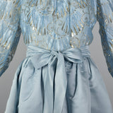 1970s Werle of Beverly Hills Blue Gown Dress