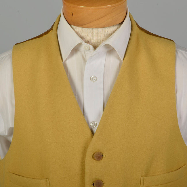 Large 1950s Vest Yellow Belvoir Waistcoat English Riding Vest Fox Hunting