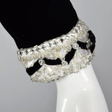 1960s Black Velvet Dress with Beaded Trim