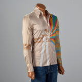 1970s Nik Nik Silky Baseball and Rainbow Print Disco Shirt