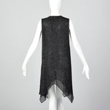 1990s Long Black Vest Top