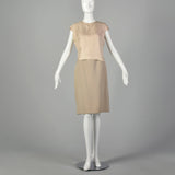 Medium 1960s Tan Three Piece Wool Skirt Suit