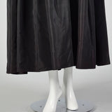 XXS 1940s Black Taffeta Evening Gown Formal Party Dress with Panniers and Rhinestone Studded Bodice