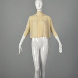 XXS 1910s Ivory Silk Shirtwaist Blouse