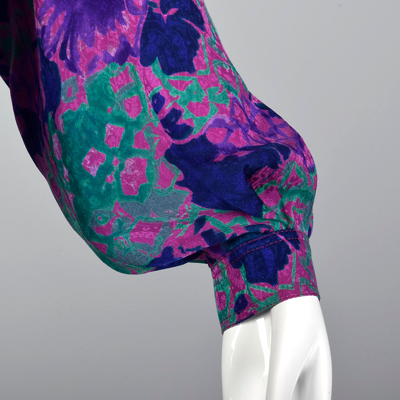 1980s Emanuel Ungaro Purple Floral Print Dress