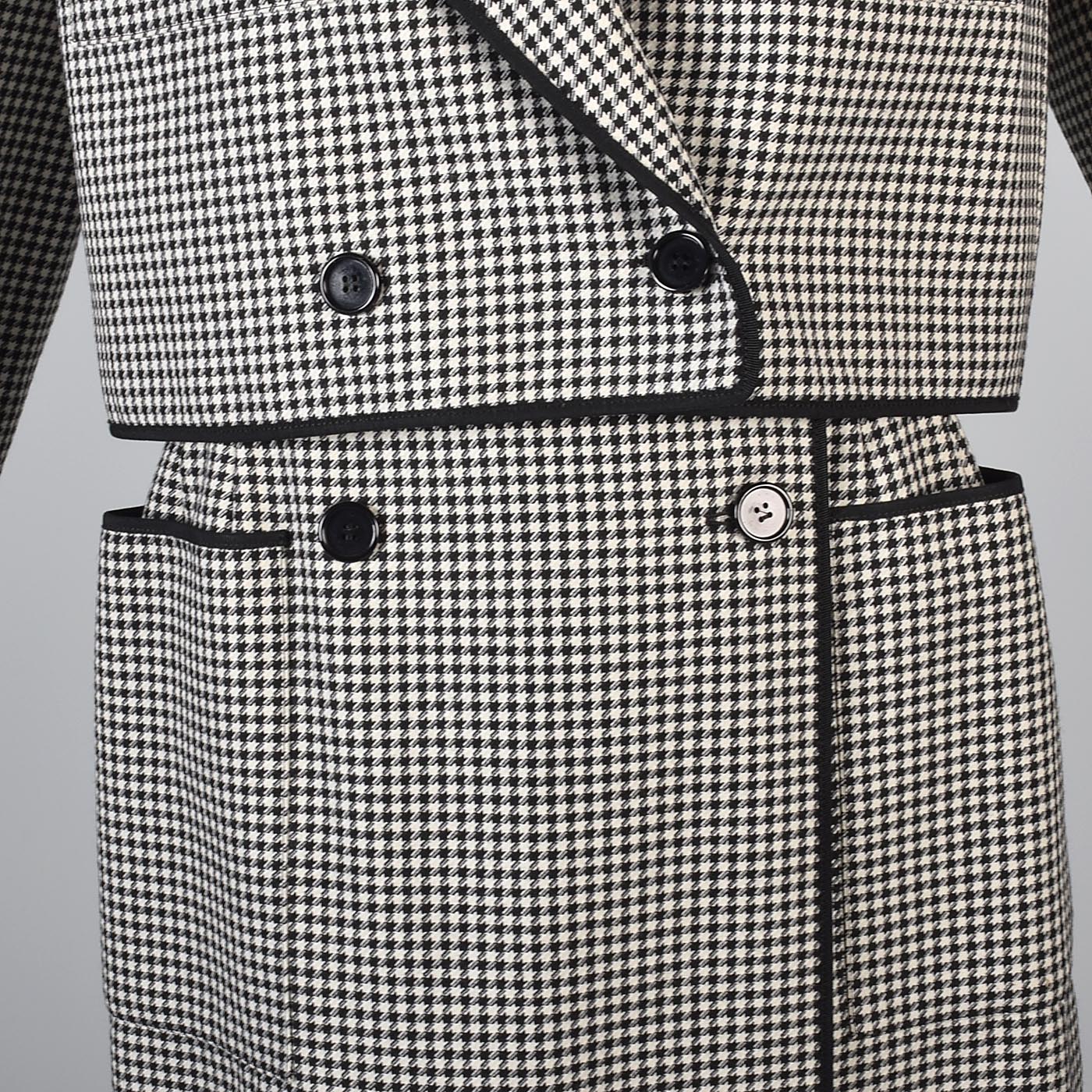 1970s Nina Ricci Wool Skirt Suit in Houndstooth Check