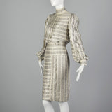 Small Galanos 1970s Striped Geometric Silk Dress