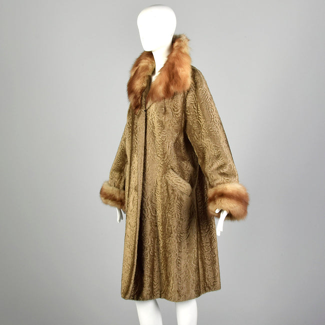 XL 1950s Faux Fur and Real Fur Coat