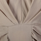 1940s Tan Crepe Dress with Gathered Bodice