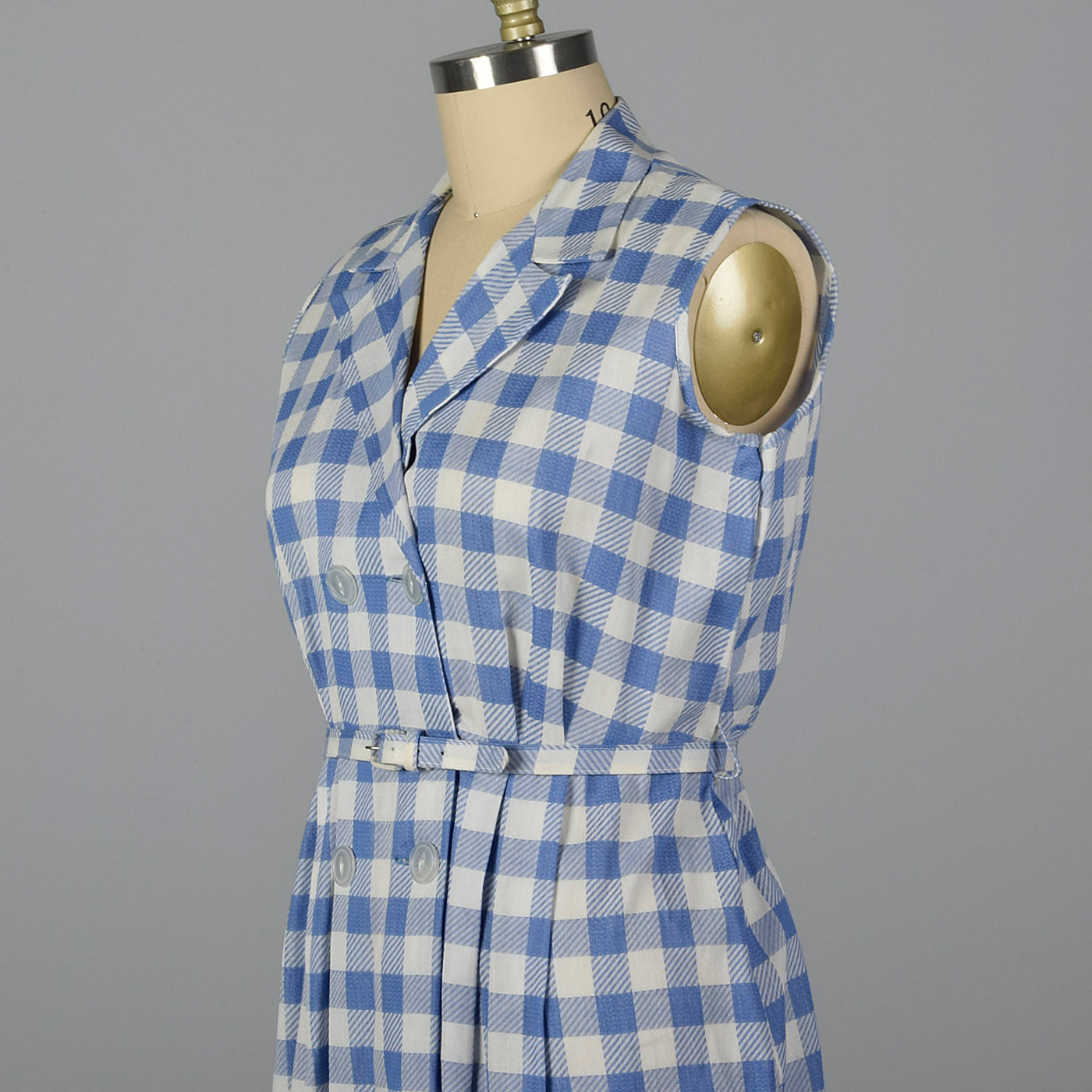 1950s Blue and White Gingham Day Dress