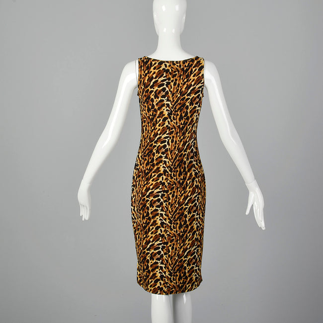 2000s Norma Kamali Leopard Print Sheath Dress