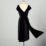 XL 1950s LBD Little Black Dress Velvet Evening Cocktail Party