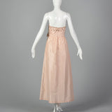 1960s Pale Pink Evening Gown with Beaded Bodice
