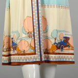 XS-Small 1970s Paganne Novelty Print Mini Dress