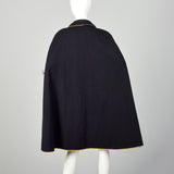 1940s Navy Wool Cape Uniform Autumn Outerwear