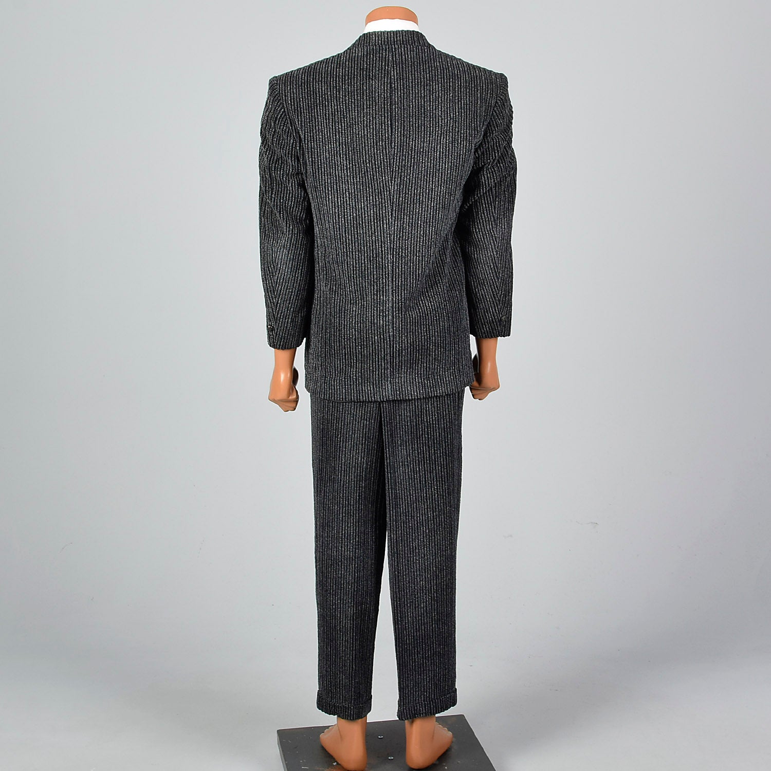 41S  Medium 1980s Charcoal Corduroy Two Piece Suit