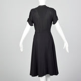 1950s Black Dress with Double Breasted Decorative Buttons