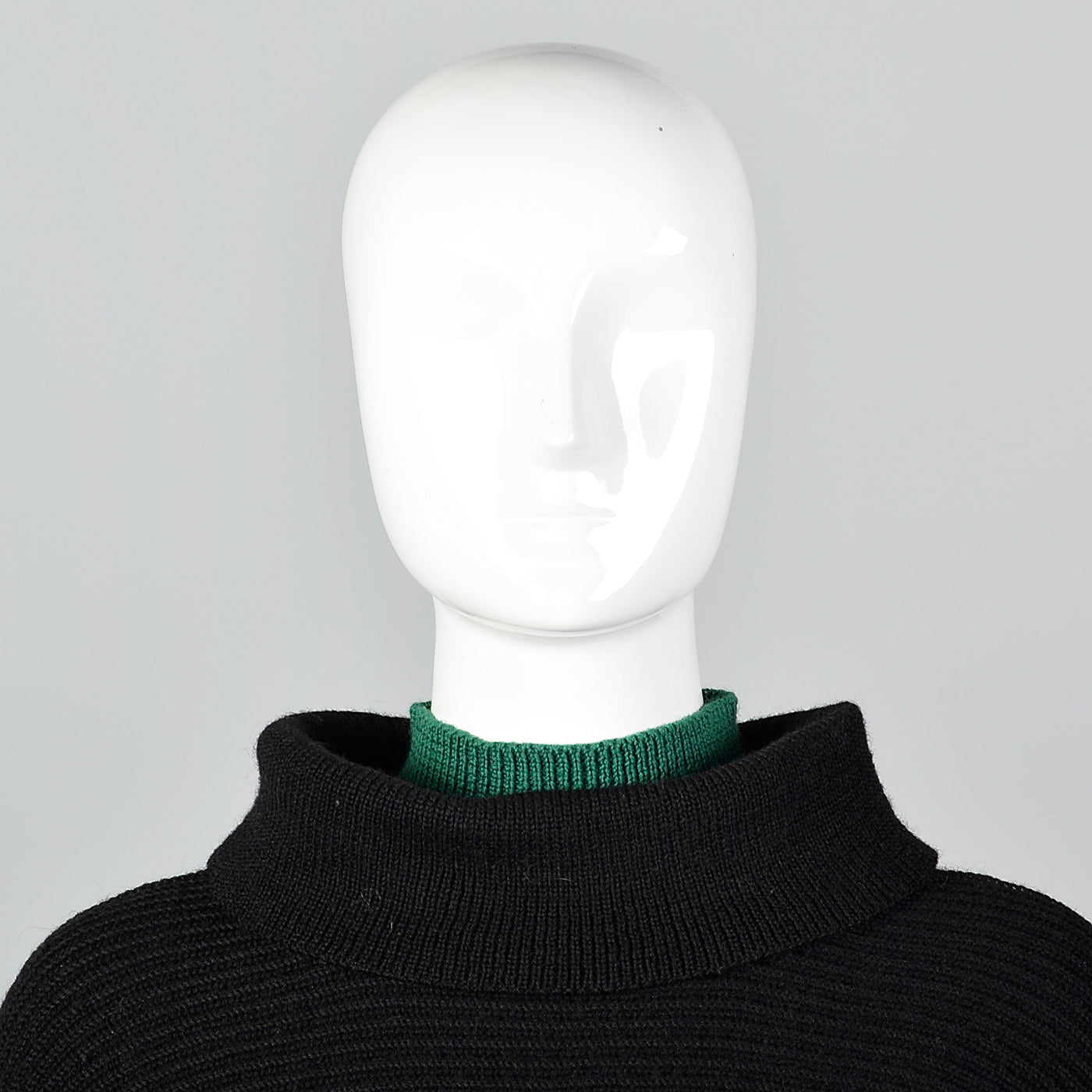 1950s Black Wool Ski Sweater with Wind Collar