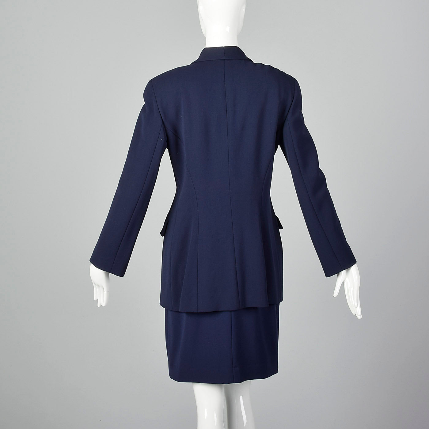 1980s Donna Karan Navy Blue Skirt Suit