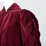 1940s Burgundy Velvet Coat with Mutton Sleeves