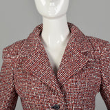 Small 1970s Red White and Blue Tweed Wool Skirt Suit