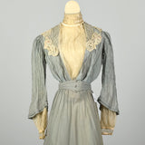 XXS 1900s Set Victorian Cotton Skirt Silk Long Sleeve Top Study As Is