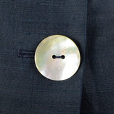 1960s Navy Blue Silk Skirt Suit with Mother of Pearl Buttons