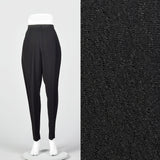 1980s Donna Karan Textured Black Pants with Tapered Leg