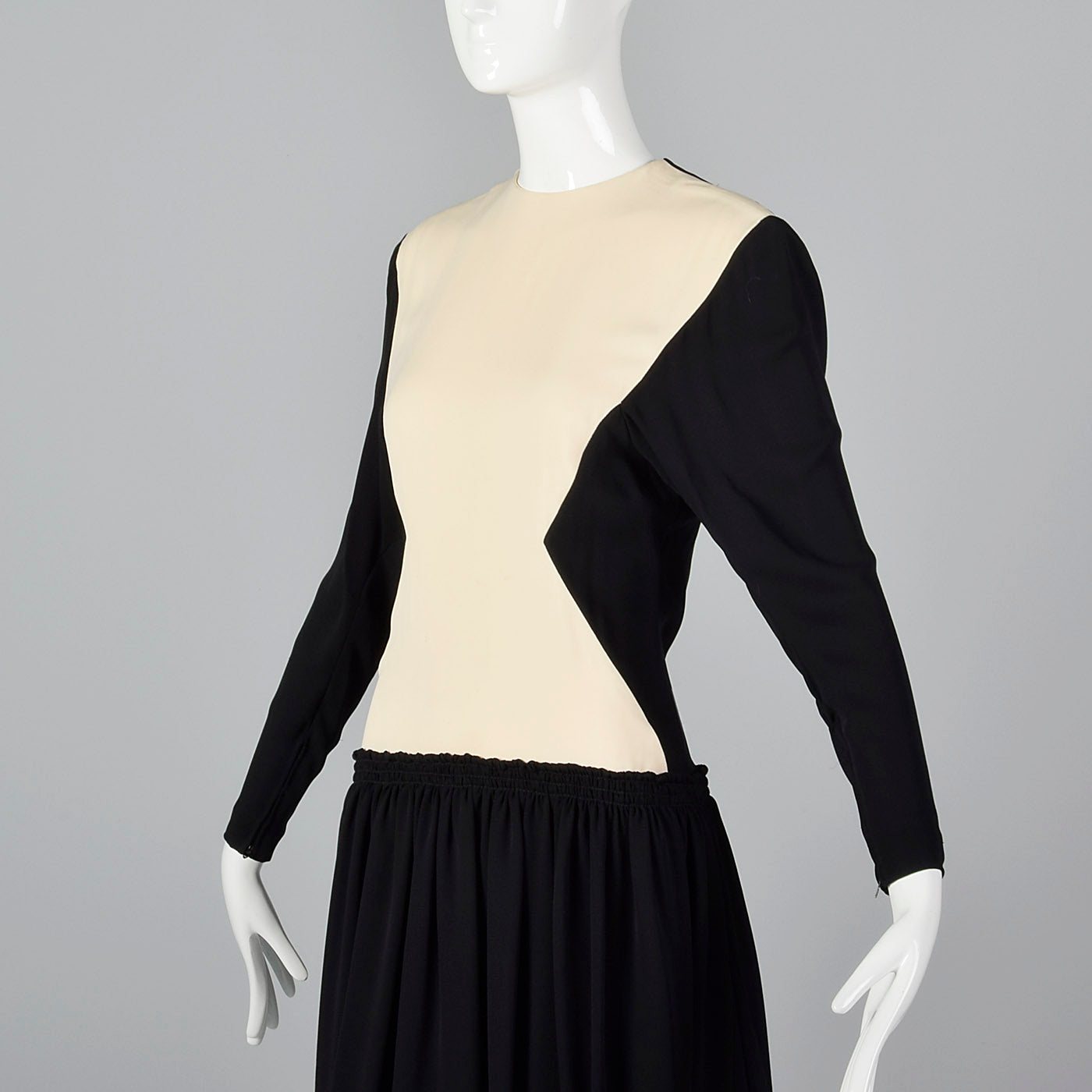1980s Galanos Drop Waist Two Tone Hourglass Dress