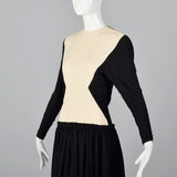1980s Galanos Drop Waist Two Tone Hourglass Dress