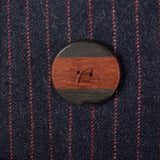 1990s Yves Saint Laurent Navy Blue Wool Striped Skirt Suit