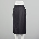 XXS Gucci 1970s Grey Pinstriped Pencil Skirt