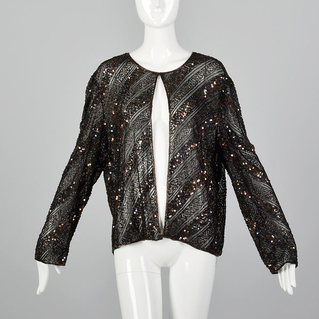 Large 1970s Beaded Open Front Top