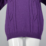 1980s Bottega Veneta Purple Mohair & Silk Blend Cable Knit Sweater