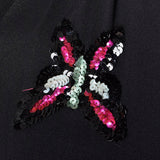 1930s Black Crepe Dress with Sequined Butterfly