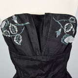 1950s Strapless Silk Dress with Hidden Front Panel