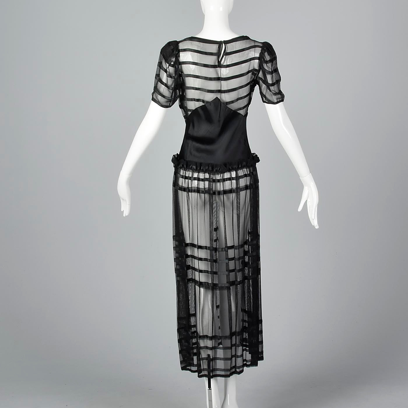 1930s Sheer Black Mesh Dress