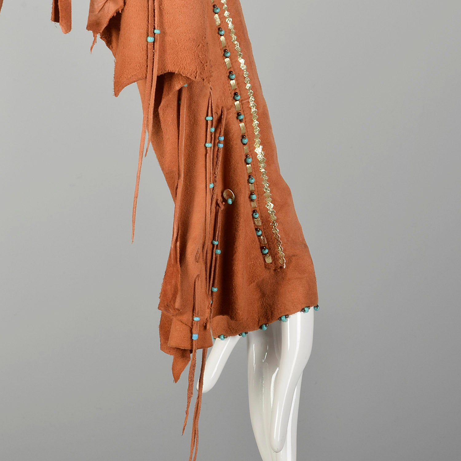 Native American Inspired Suede Leather Dress Bohemian Beaded Fringe Festival Jacket