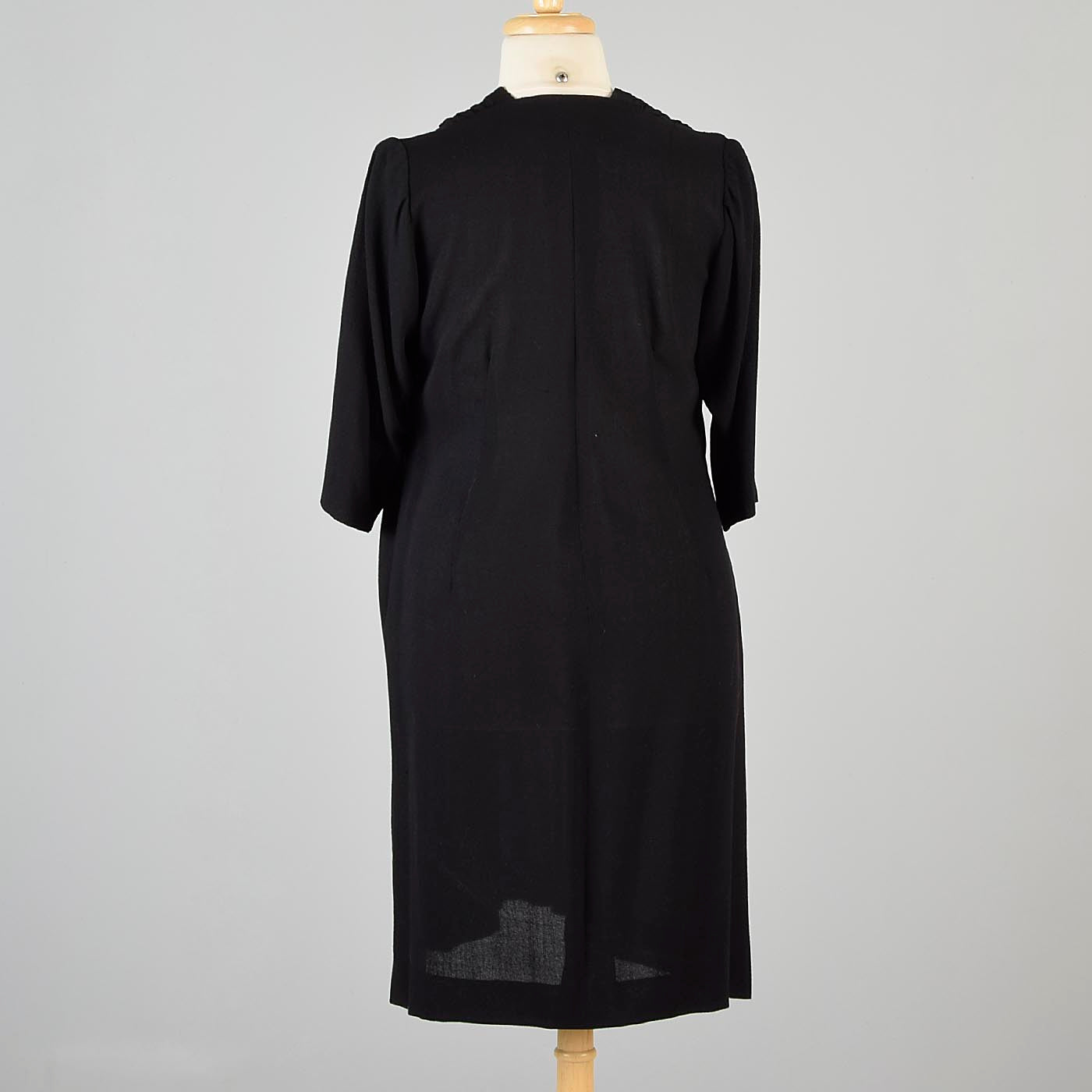 1940s Black Crepe Dress with Beaded Bust