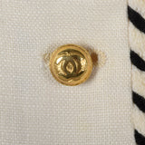 Chanel White Linen Jacket with Gold Logo Buttons and Black & White Trim
