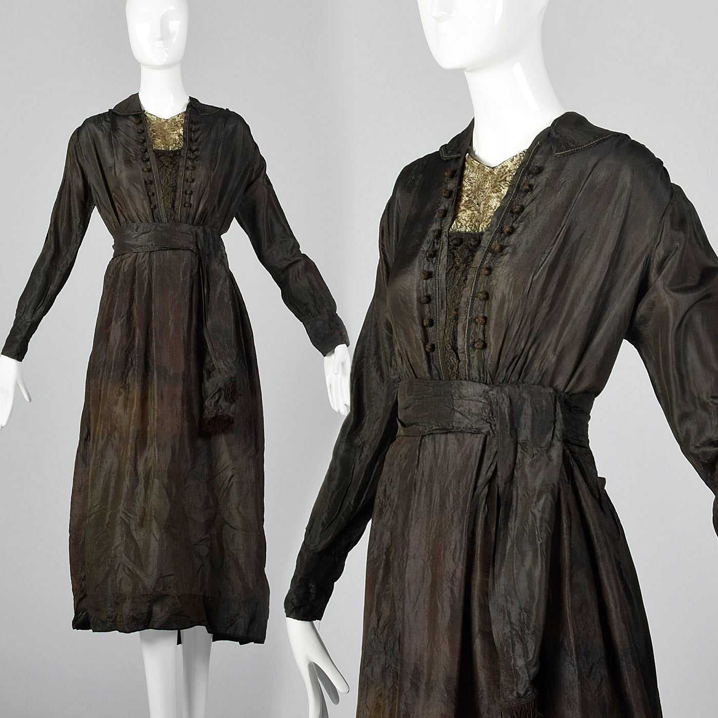 1910s Black Silk Edwardian Dress