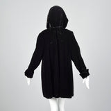 1940s Black Velvet Coat with Sequin Hood