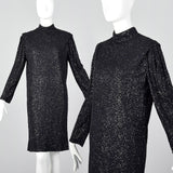 1980s Black Glitter Sack Dress