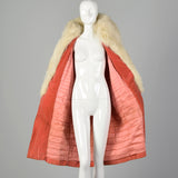 1920s Pink Velvet Cocoon Coat with Fur Collar and Cuffs